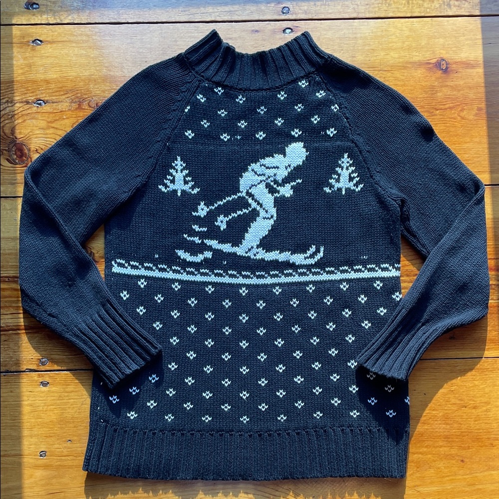 Women’s Chaps Navy Blue and White Ski Sweater